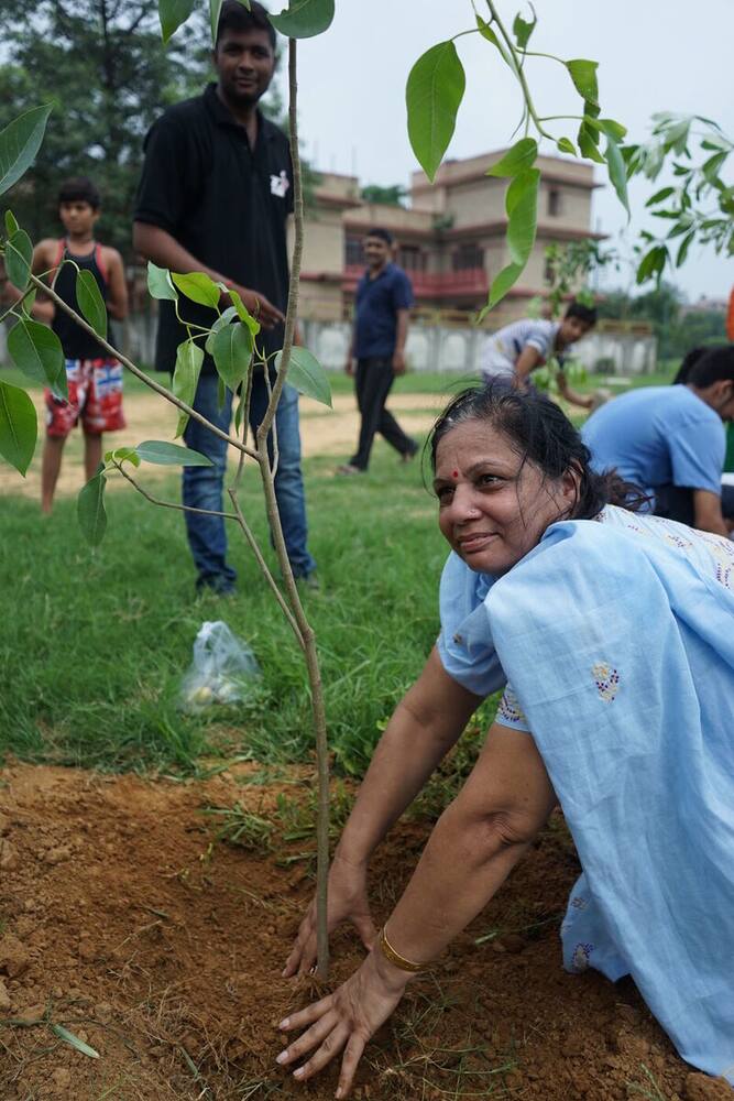 Pahal NGO volunteers at a tree-planting drive